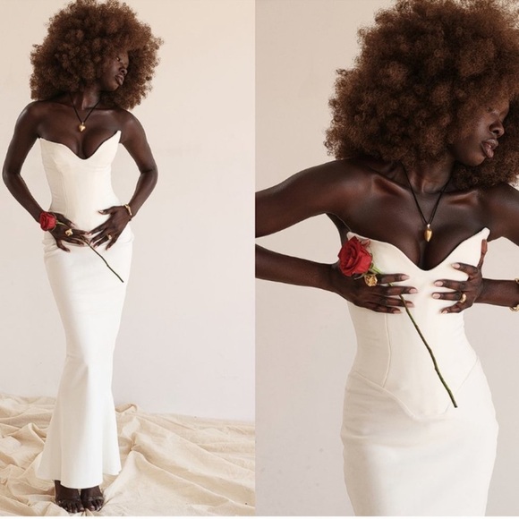 NWOT HOUSE OF CB Tamara Ivory Strapless Corset Maxi Dress sz XL - Picture 2 of 12